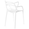 Fabulaxe Mid-Century Modern Style Stackable Plastic Molded Arm Chair with Entangled Open Back, White QI003750.WT